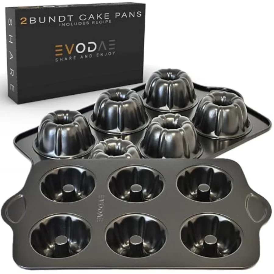 ® Mini Bundt Cake Pans for Baking Set of 2 6 Cups Each 12 Cups Total Nonstick Black Carbon Steel Heavy-Duty and Built to Last C
® Mini Bundt Cake Pans for Baking Set of 2 6 Cups Each 12 Cups Total Nonstick Black Carbon Steel Heavy-Duty and Built to Last C