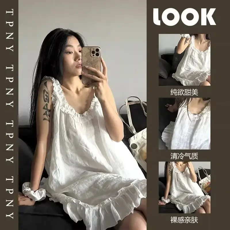Nightgowns Women's Clothing Summer Suspenders Thin New Home Soft Cozy Cool Simple High Quality Temperament Affordable Sweet Sexy
Nightgowns Women's Clothing Summer Suspenders Thin New Home Soft Cozy Cool Simple High Quality Temperament Affordable Sweet Sexy