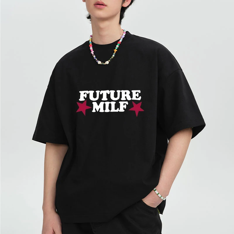 2025 Fashion FUTURE MILF printed short sleeve T-shirts Men Women Casual Oversized Loose T shirt Fashion Cotton Tops Unisex
2025 Fashion FUTURE MILF printed short sleeve T-shirts Men Women Casual Oversized Loose T shirt Fashion Cotton Tops Unisex