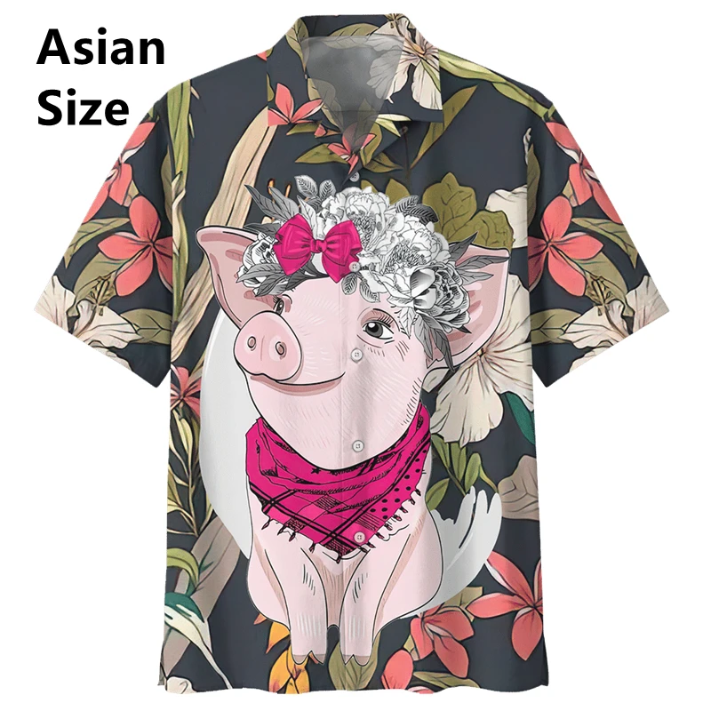 Cartoon Pig Pattern Hawaiian Dress Shirt Men 3D Print Animals Short Sleeves Summer Lapel Oversized Shirt Street Button Blouses
Cartoon Pig Pattern Hawaiian Dress Shirt Men 3D Print Animals Short Sleeves Summer Lapel Oversized Shirt Street Button Blouses