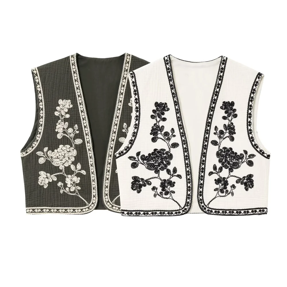UNIZERA women's contrasting embroidery sleeveless open top vest decoration for spring and summer new women's clothing
UNIZERA women's contrasting embroidery sleeveless open top vest decoration for spring and summer new women's clothing