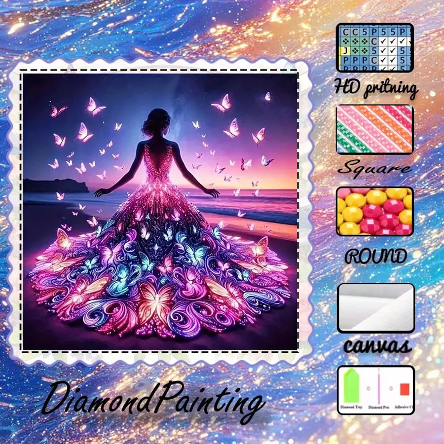 1 piece - 5D-DIY - Flocking cloth - Special drill - Diamond painting set - Butterfly dress - Mosaic - Diamond art
1 piece - 5D-DIY - Flocking cloth - Special drill - Diamond painting set - Butterfly dress - Mosaic - Diamond art