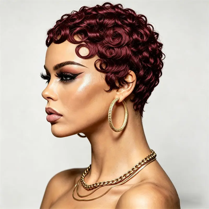 Short Curly Pixie Cut Wig For Women Brazilian Remy Human Hair Full Machine Made With Bangs Lightweight Comfortable Cosplay Anime
Short Curly Pixie Cut Wig For Women Brazilian Remy Human Hair Full Machine Made With Bangs Lightweight Comfortable Cosplay Anime