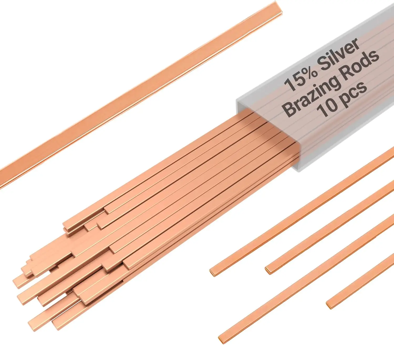 15% Silver Brazing Rods AWS BCuP-5 10 Sticks Phos Copper Alloys 0.050x1/8x10 for AC, Refrigerator, HVAC
15% Silver Brazing Rods AWS BCuP-5 10 Sticks Phos Copper Alloys 0.050x1/8x10 for AC, Refrigerator, HVAC