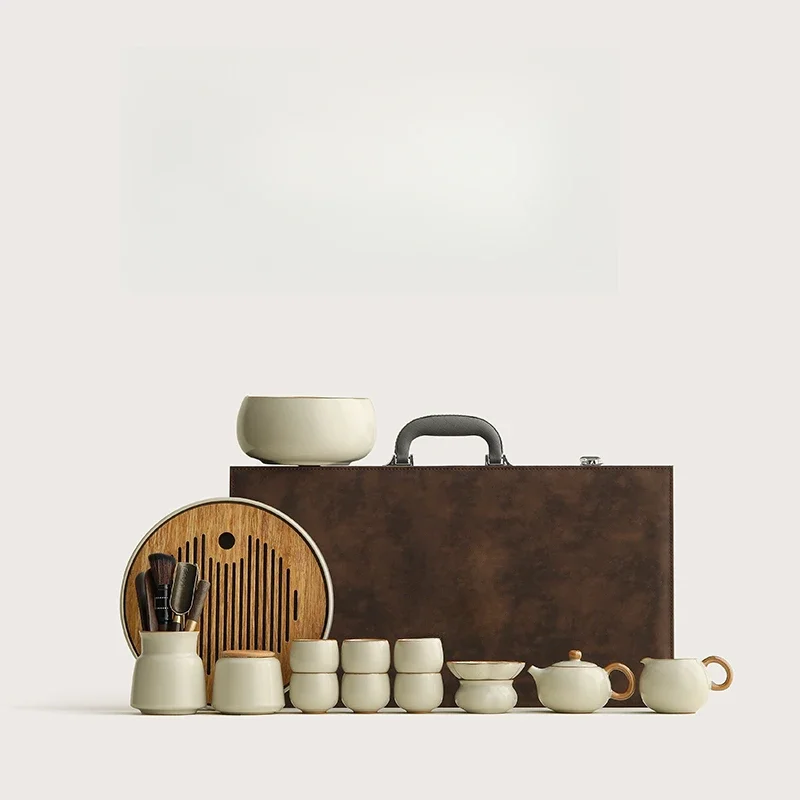 Ru kiln kung fu tea set home office light luxury high-end Chinese teapot tea cup gift box
Ru kiln kung fu tea set home office light luxury high-end Chinese teapot tea cup gift box