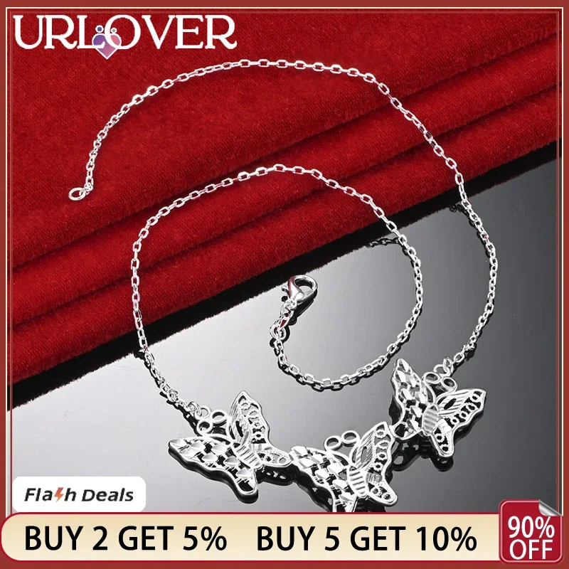 URLOVER 925 Sterling Silver Necklaces For Woman Three Hollow Butterfly Pendant Chain Party Wedding Birthday Fashion Jewelry
URLOVER 925 Sterling Silver Necklaces For Woman Three Hollow Butterfly Pendant Chain Party Wedding Birthday Fashion Jewelry