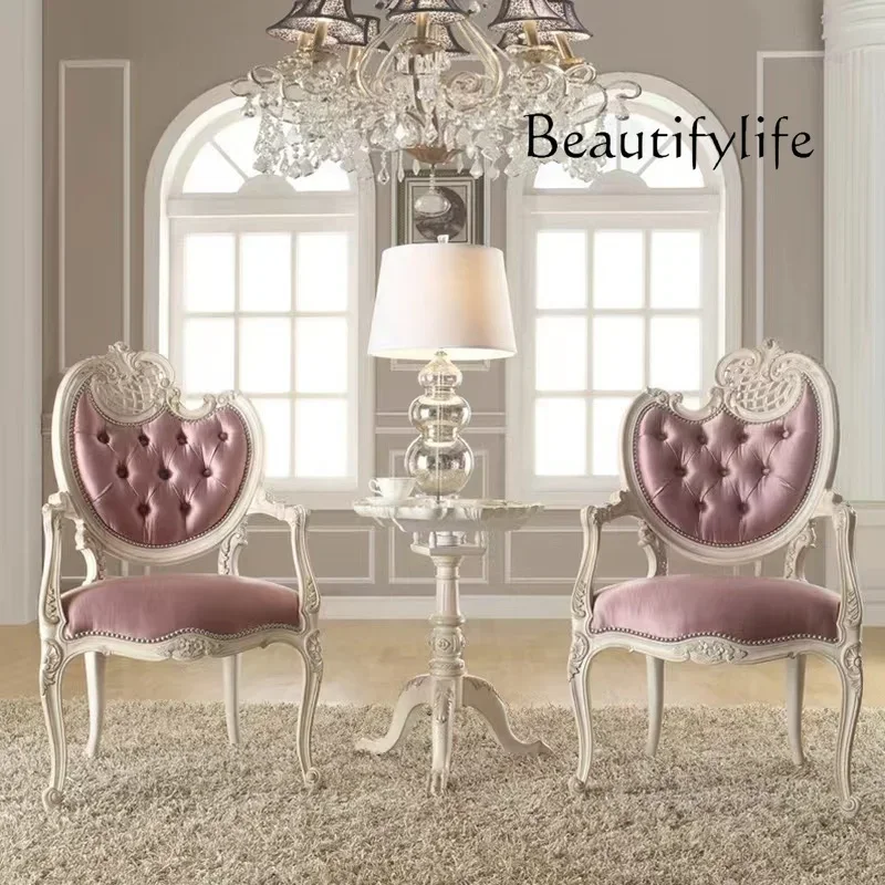 French solid wood luxury back chair villa court fabric single engraved dining chair American used book chair
French solid wood luxury back chair villa court fabric single engraved dining chair American used book chair