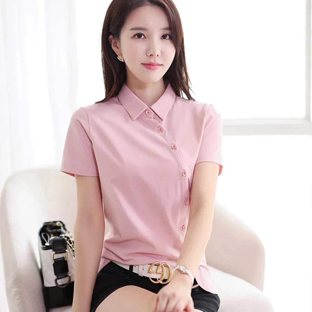 Chinese style pink pure cotton short sleeved t-shirt women's summer casual plus size cardigan polo shirt button up shirt lapel t
Chinese style pink pure cotton short sleeved t-shirt women's summer casual plus size cardigan polo shirt button up shirt lapel t