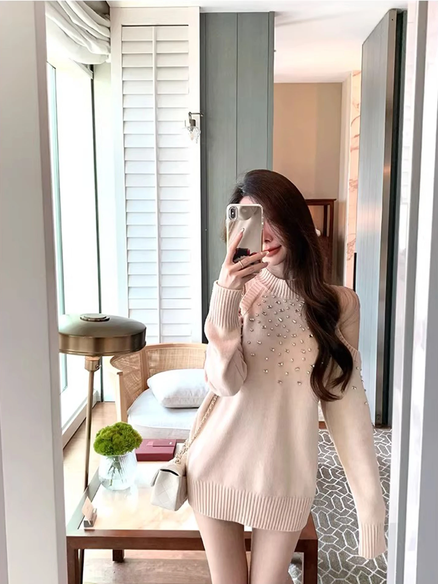 Beaded Loose Fit round Ne Sweater Women's Sle Knitted Top oulder Bared Design Casual Chic Long Sve Winter Faion
Beaded Loose Fit round Ne Sweater Women's Sle Knitted Top oulder Bared Design Casual Chic Long Sve Winter Faion