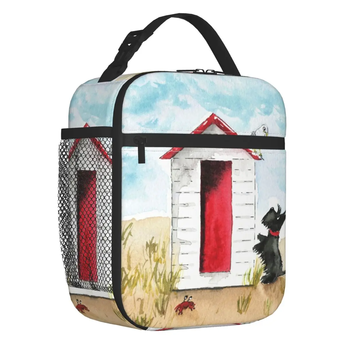 Scottie Dog Beach Hut Thermal Insulated Lunch Bags Women Scottish Terrier Lover Resuable Lunch Tote for School Storage Food Box
Scottie Dog Beach Hut Thermal Insulated Lunch Bags Women Scottish Terrier Lover Resuable Lunch Tote for School Storage Food Box