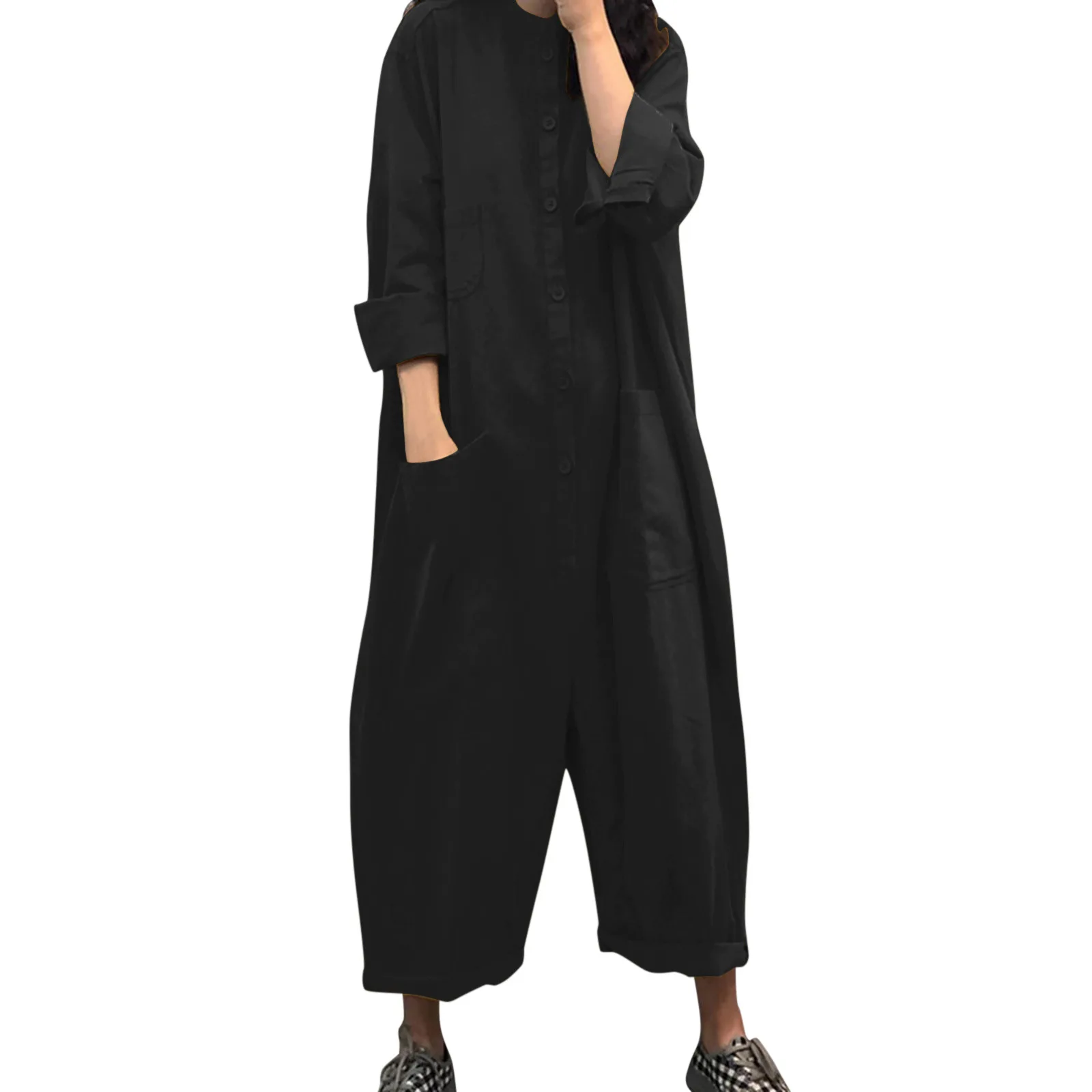 Black High Waist Straight Leg Nine-Tenths Loose Women's Overall Pants Multiple Pockets Commute Style Polyester Fiber
Black High Waist Straight Leg Nine-Tenths Loose Women's Overall Pants Multiple Pockets Commute Style Polyester Fiber