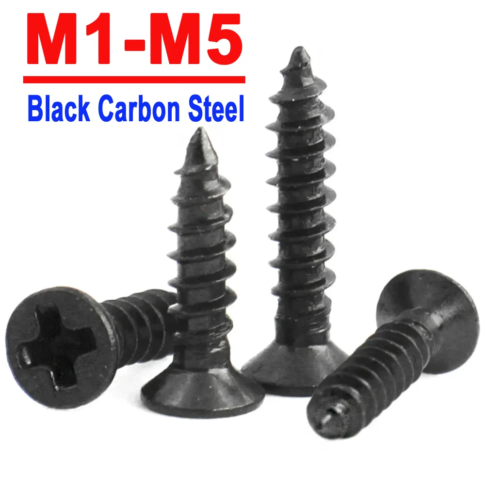 100/50/20pcs M1 M1.2 M1.4 M1.5 M2 M2.6 M3 M3.5 M4 M5 Cross Black Carbon Steel Phillips Countersunk Flat Head Self-tapping Screw
100/50/20pcs M1 M1.2 M1.4 M1.5 M2 M2.6 M3 M3.5 M4 M5 Cross Black Carbon Steel Phillips Countersunk Flat Head Self-tapping Screw