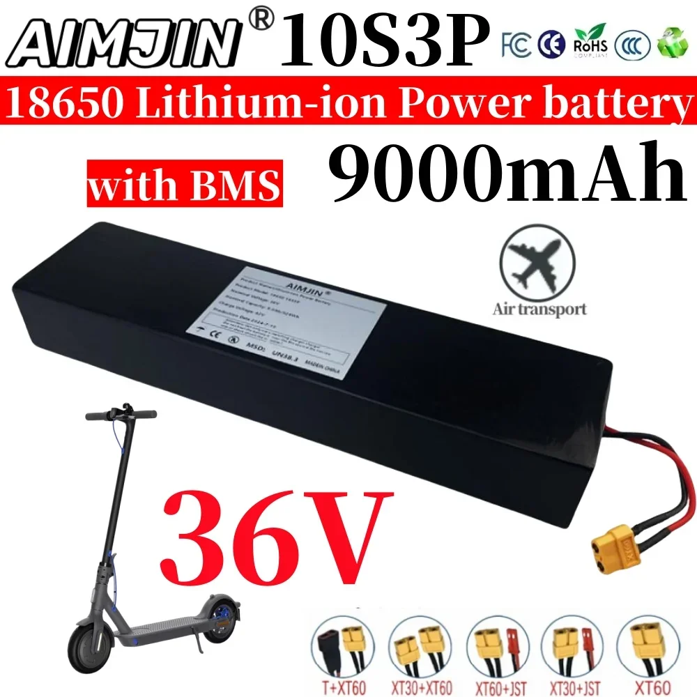 10S3P 36V 9000mAh 18650 rechargeable lithium-ion battery 500W built-in BMS Suitable for KUGOO S1, S2, S3 Electric Scooters
10S3P 36V 9000mAh 18650 rechargeable lithium-ion battery 500W built-in BMS Suitable for KUGOO S1, S2, S3 Electric Scooters