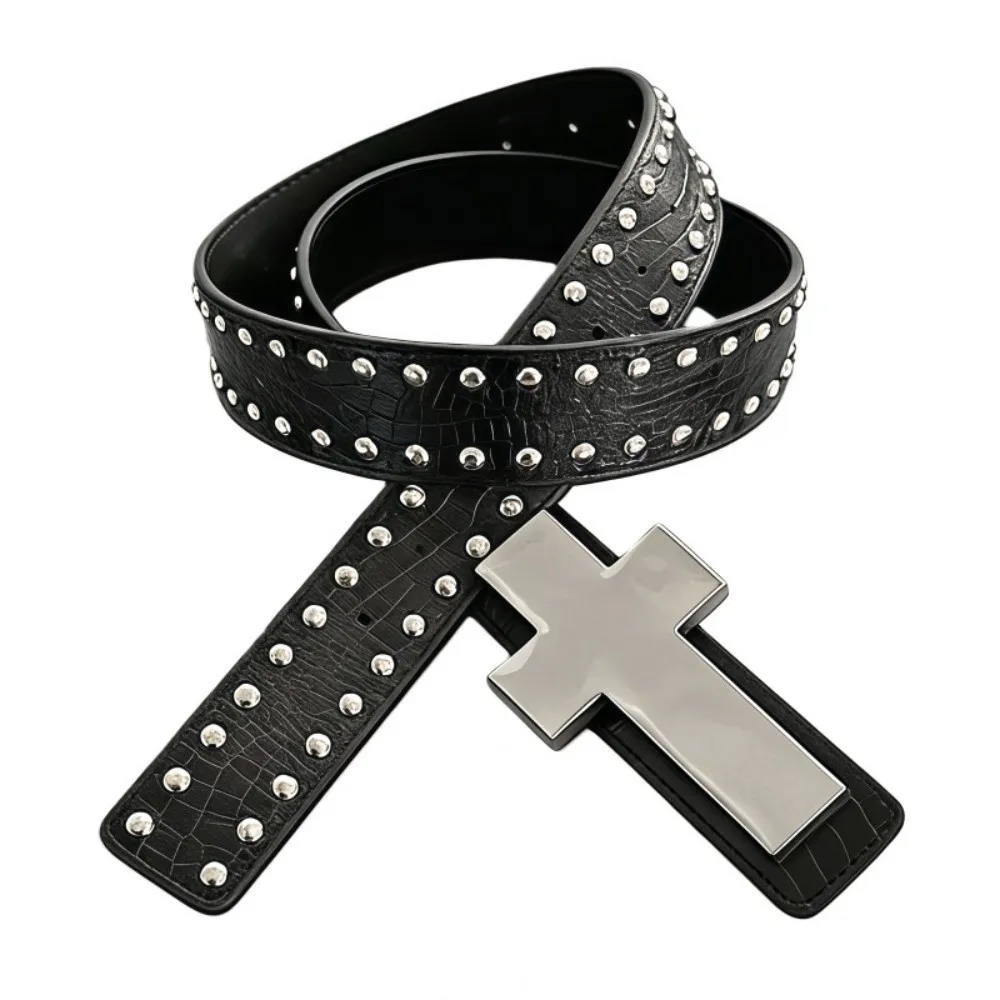 All-match Harajuku Style Belt Black Color Rivet Details Punk Studded Belt Edgy Studded Design Cross Hip Hop Belt Goth Style
All-match Harajuku Style Belt Black Color Rivet Details Punk Studded Belt Edgy Studded Design Cross Hip Hop Belt Goth Style