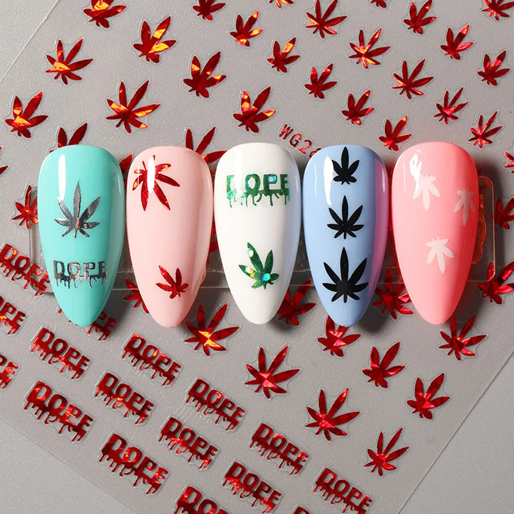 Holographic Fashion Acrylic Salon DIY Nail Tips Weed Leaf Designs Nail Stickers Self Adhesive Manicure Decoration
Holographic Fashion Acrylic Salon DIY Nail Tips Weed Leaf Designs Nail Stickers Self Adhesive Manicure Decoration