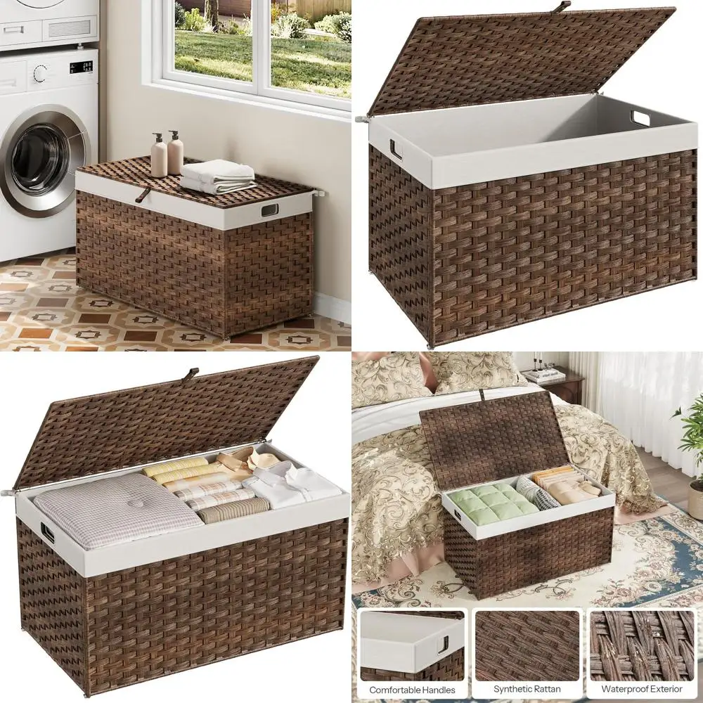 42.3 Gallon Wicker Storage Basket with Lid and Handles, Metal Frame, Soft Lining, Foldable for Home Use
42.3 Gallon Wicker Storage Basket with Lid and Handles, Metal Frame, Soft Lining, Foldable for Home Use