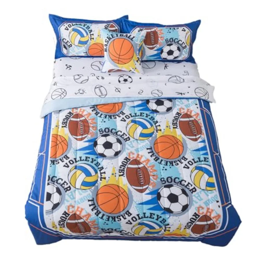6 Pieces Sports Comforter Twin for Boys Football Basketball Soccer Rugby Bedding Set Bed in A Bag Blue Bed Sets Sports Game Com
6 Pieces Sports Comforter Twin for Boys Football Basketball Soccer Rugby Bedding Set Bed in A Bag Blue Bed Sets Sports Game Com