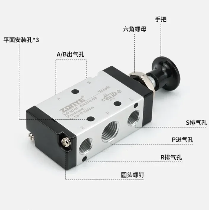 4R210-08 Manual valve 2 Way 5 Position Push and pull Pneumatic switch of directional valve
4R210-08 Manual valve 2 Way 5 Position Push and pull Pneumatic switch of directional valve
