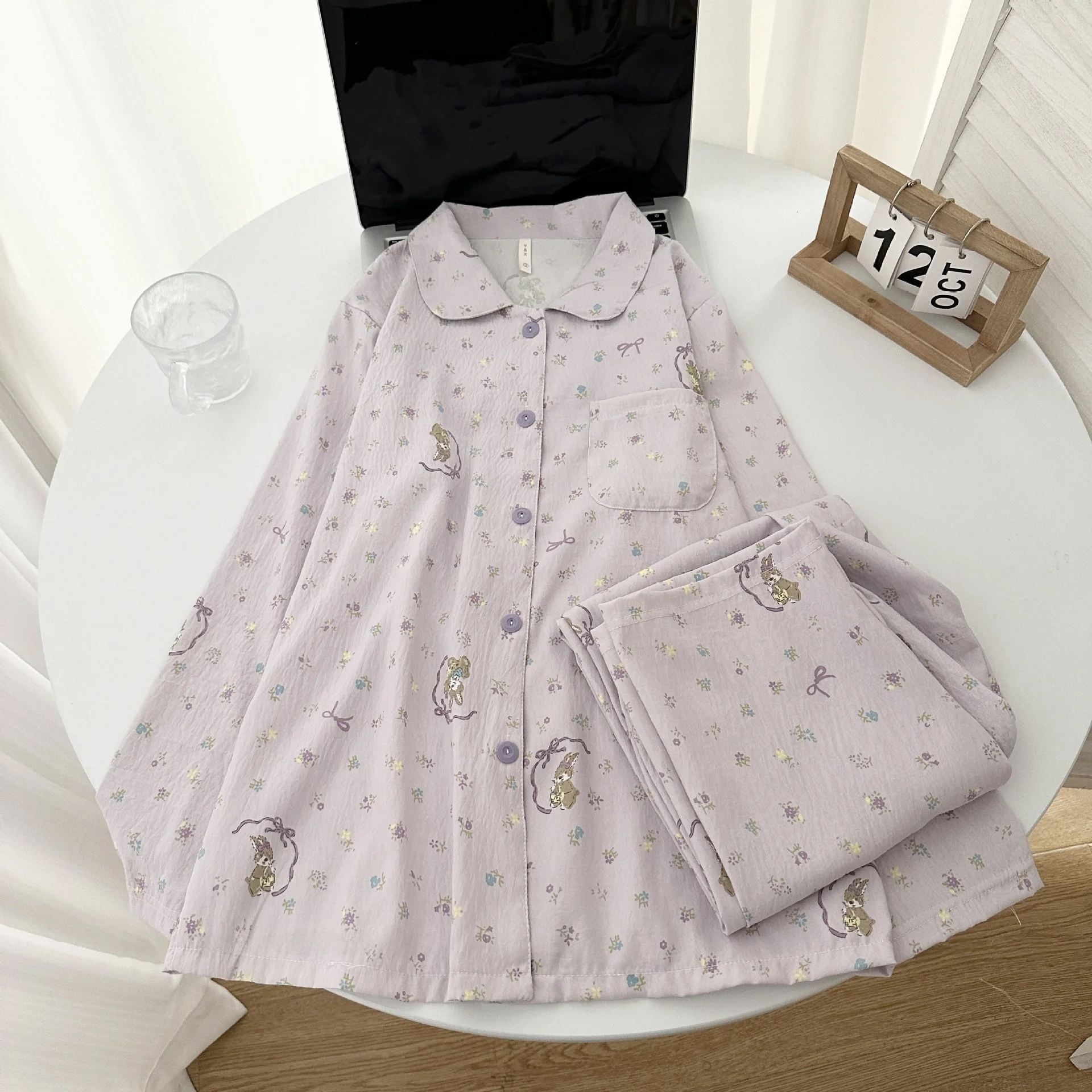 Cloud Cotton Long Sleeve Long Pants Sleepwear Set Sweet Home Clothes for Girls Purple Cartoon Print Comfortable Spring Autumn
Cloud Cotton Long Sleeve Long Pants Sleepwear Set Sweet Home Clothes for Girls Purple Cartoon Print Comfortable Spring Autumn