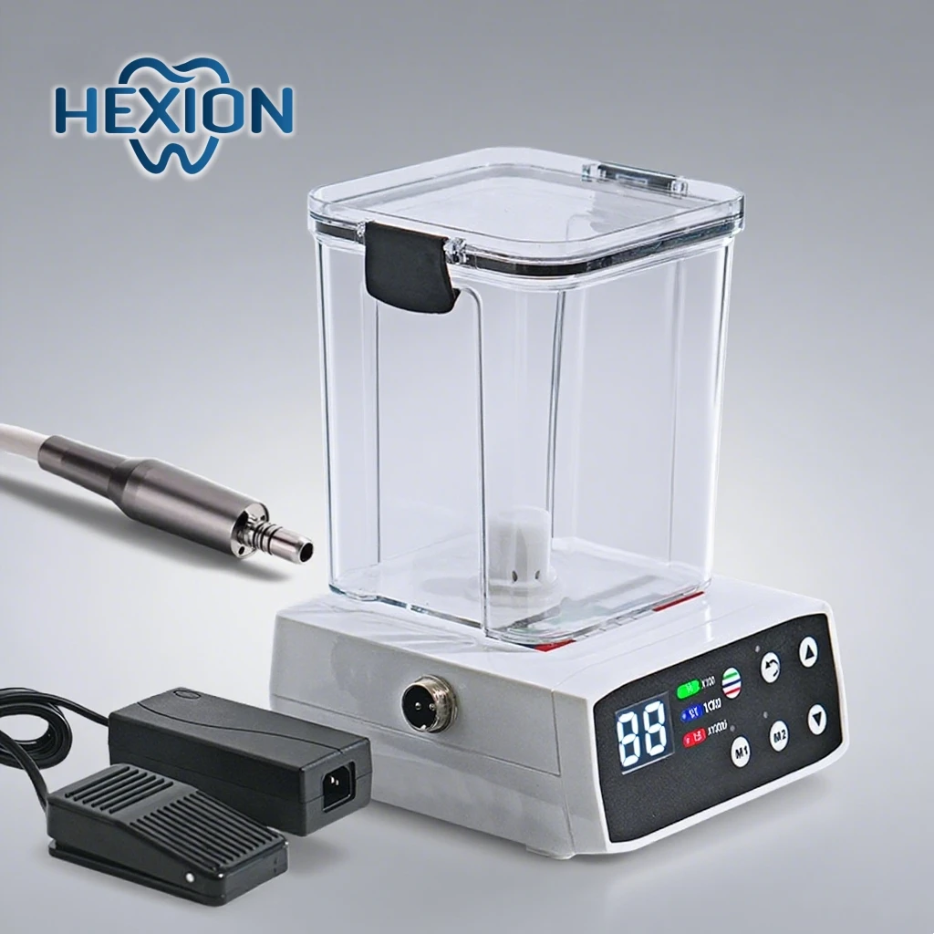 HEXION Brushless Dental Micromotor - Built-in Water Tank & LED Handle - 2/4Hole, Foot Control - 1:1/1:5/16:1 Low-Speed Handpiece
HEXION Brushless Dental Micromotor - Built-in Water Tank & LED Handle - 2/4Hole, Foot Control - 1:1/1:5/16:1 Low-Speed Handpiece