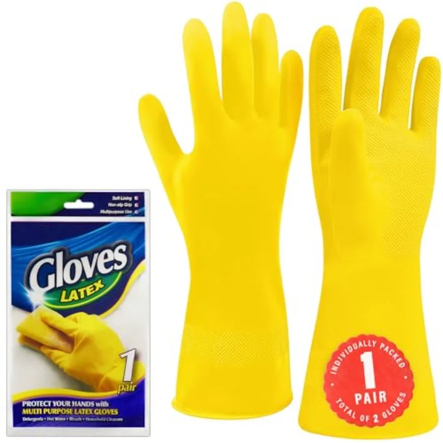 SteadMax 1 Pair Cleaning Gloves, Reusable Natural Rubber Dish Gloves, Latex Non-Slip Gloves for Kitchen, Household
SteadMax 1 Pair Cleaning Gloves, Reusable Natural Rubber Dish Gloves, Latex Non-Slip Gloves for Kitchen, Household