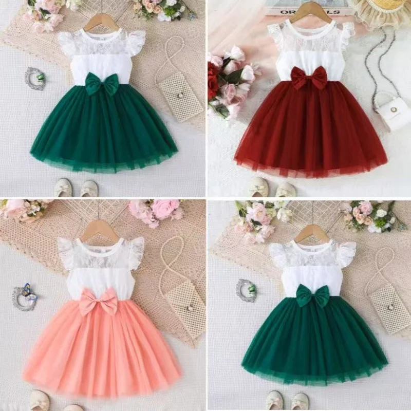 2025 New Style Elegant Girls' Summer Princess Dress With Lace Patchwork Mesh Embellished With Bows Dress
2025 New Style Elegant Girls' Summer Princess Dress With Lace Patchwork Mesh Embellished With Bows Dress
