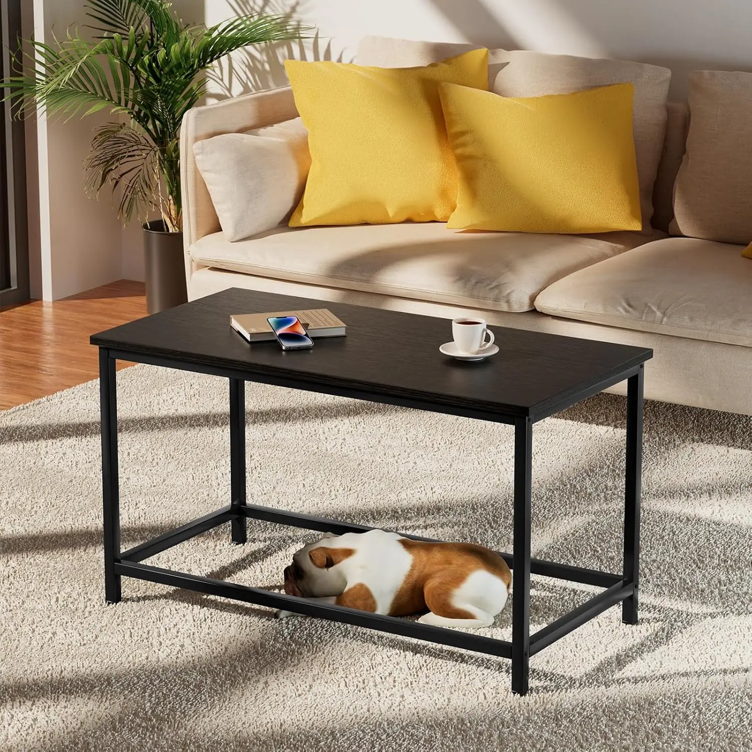 Small Black Coffee Table Simple Modern Open Design Rectangular Minimalist Center Table for Living Room Small Spaces
Small Black Coffee Table Simple Modern Open Design Rectangular Minimalist Center Table for Living Room Small Spaces