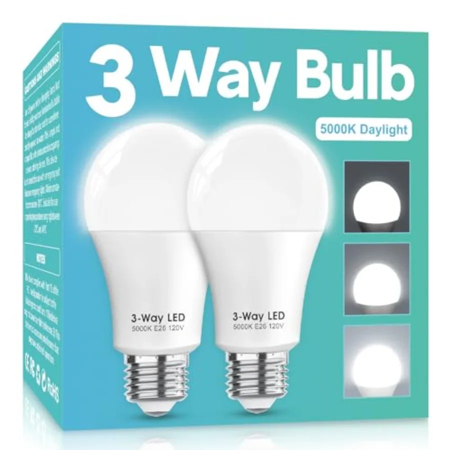 3 Way LED Light Bulbs 50 100 150W Equivalent, 5000K 3 Way Light Bulbs, A19 Three Way Light Bulb, E26 Base LED Light Bulb for Re
3 Way LED Light Bulbs 50 100 150W Equivalent, 5000K 3 Way Light Bulbs, A19 Three Way Light Bulb, E26 Base LED Light Bulb for Re