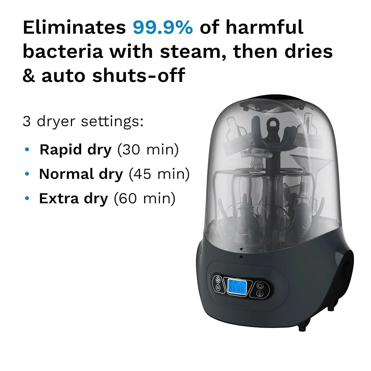 Baby Bottle Sterilizer and Dryer Machine – Electric Steam Sterilization - Universal Fit - Pacifiers, Glass, Plastic 
Baby Bottle Sterilizer and Dryer Machine – Electric Steam Sterilization - Universal Fit - Pacifiers, Glass, Plastic