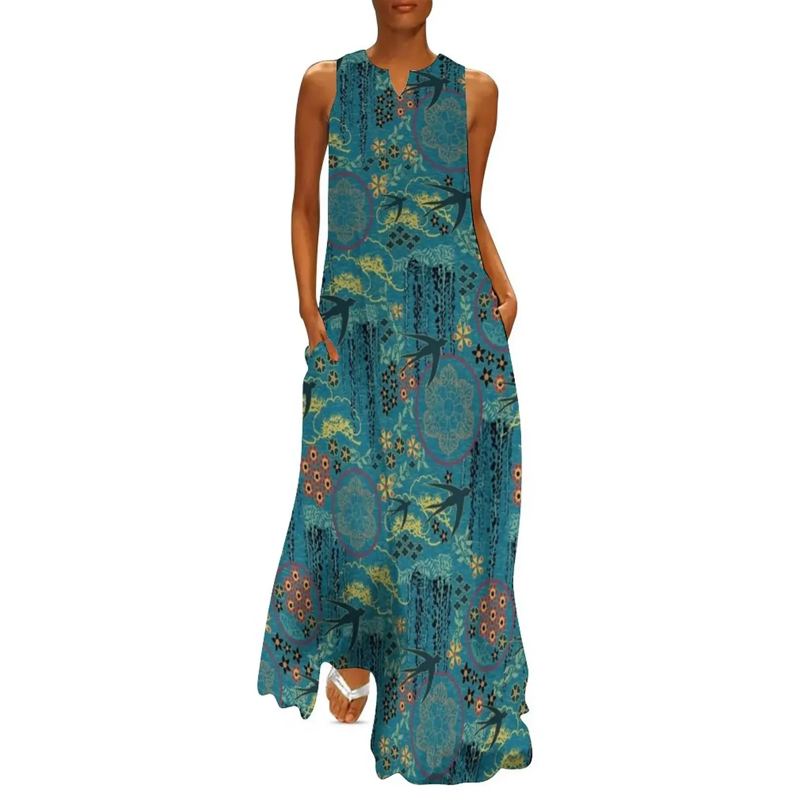 Japanese Garden in Teal Gold Red and Black Long Dress luxury evening dresses 2025 Elegant gown Beachwear Dress
Japanese Garden in Teal Gold Red and Black Long Dress luxury evening dresses 2025 Elegant gown Beachwear Dress