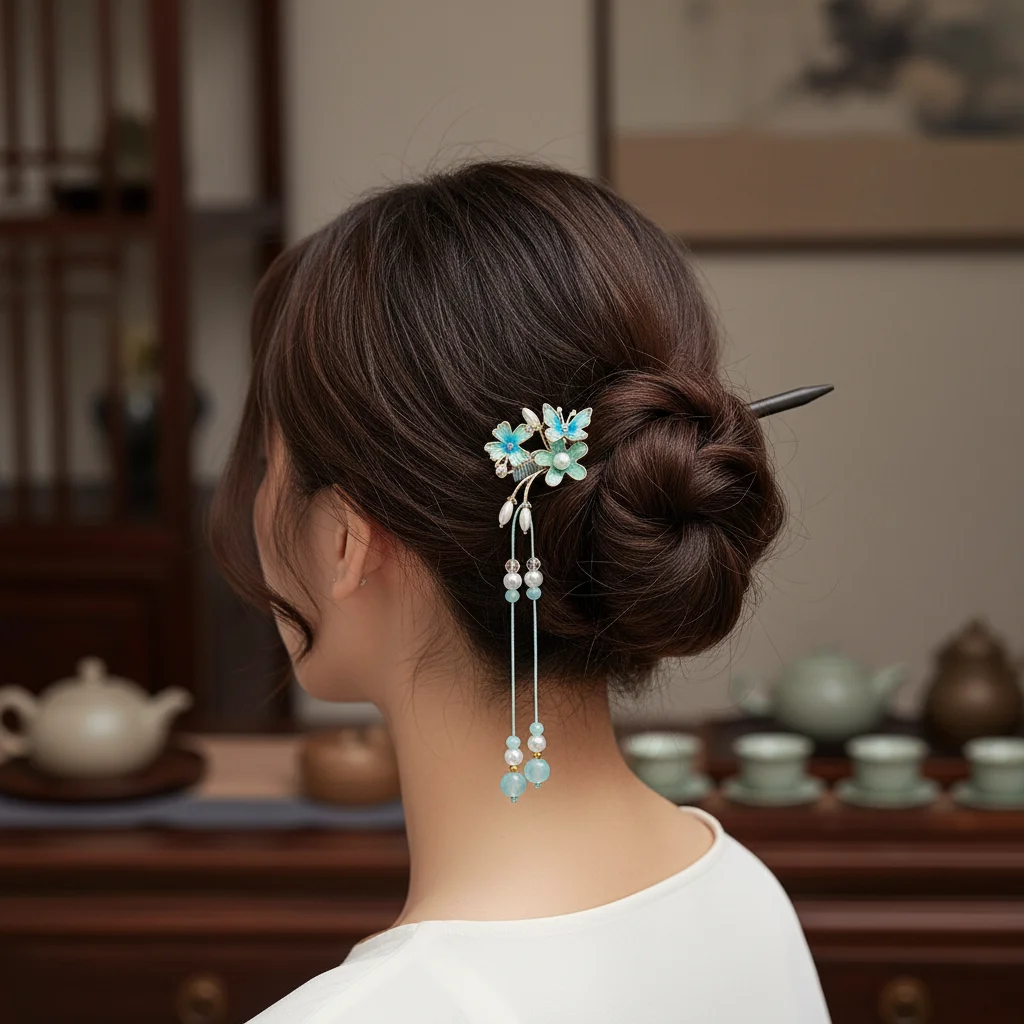 Chinese Style Hairpin With Black Ebony Texture And Tassel Design For Hanfu Qipao Wedding
Chinese Style Hairpin With Black Ebony Texture And Tassel Design For Hanfu Qipao Wedding