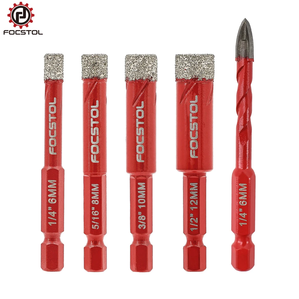 Focstol 5pcs 6/8/10/12mm Diamond Drill Core Bit Hole Saw Drill for Ceramic Marble 6mm Carbide Drill Bit Tile Granite Hex Shank
Focstol 5pcs 6/8/10/12mm Diamond Drill Core Bit Hole Saw Drill for Ceramic Marble 6mm Carbide Drill Bit Tile Granite Hex Shank