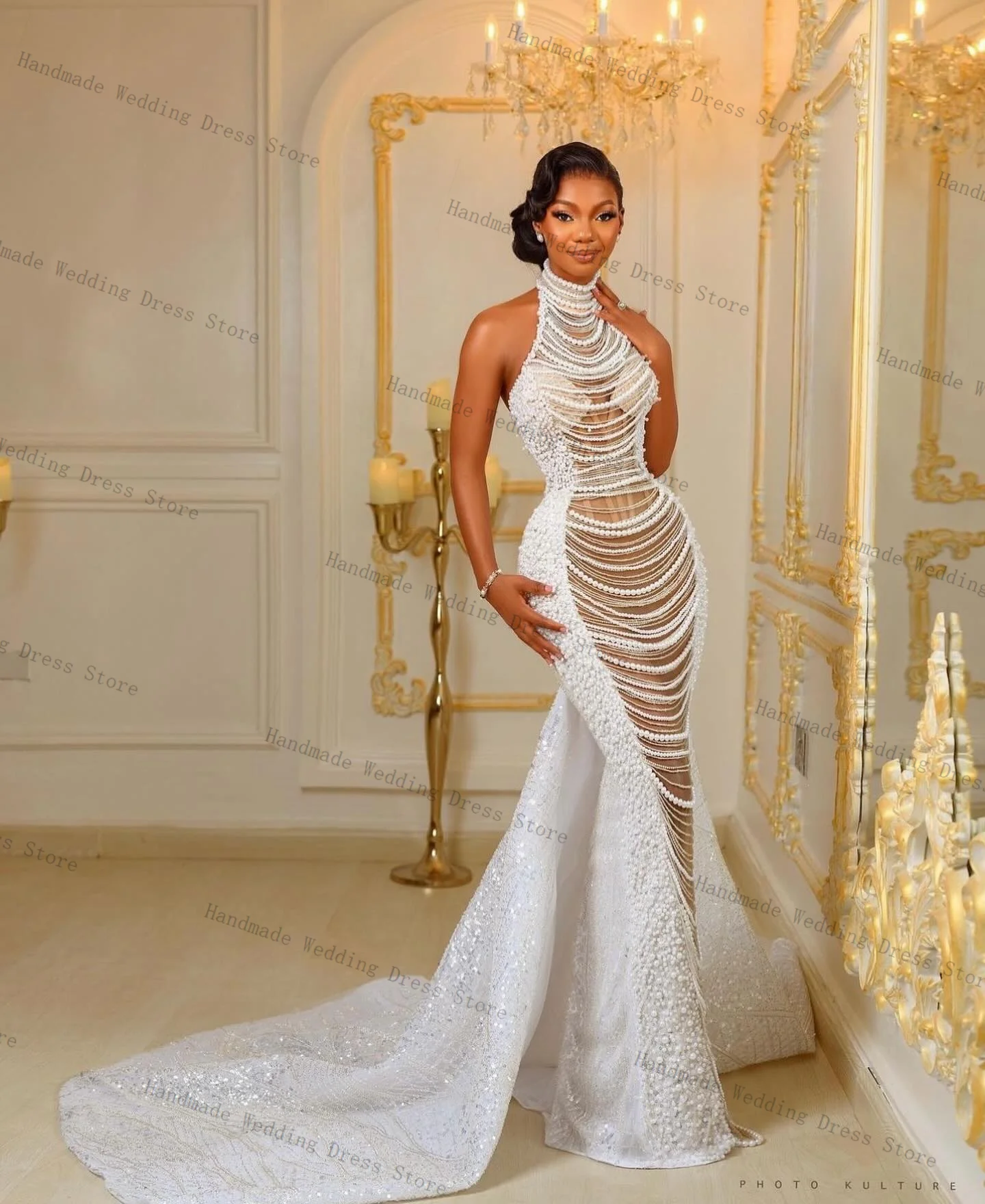 Luxury White Pearls Wedding Dress Sexy Sleeveless Bridal Gown Lace Up Back Customized Sequins Hollow Mermaid Robe de mariée
Luxury White Pearls Wedding Dress Sexy Sleeveless Bridal Gown Lace Up Back Customized Sequins Hollow Mermaid Robe de mariée