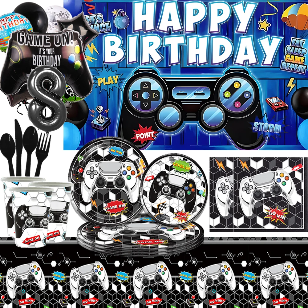 Video Game Theme Boys Teenager Birthday Party Disposable Tableware Cup Plate Balloon GamePad Decor Backdrop Photography Props
Video Game Theme Boys Teenager Birthday Party Disposable Tableware Cup Plate Balloon GamePad Decor Backdrop Photography Props