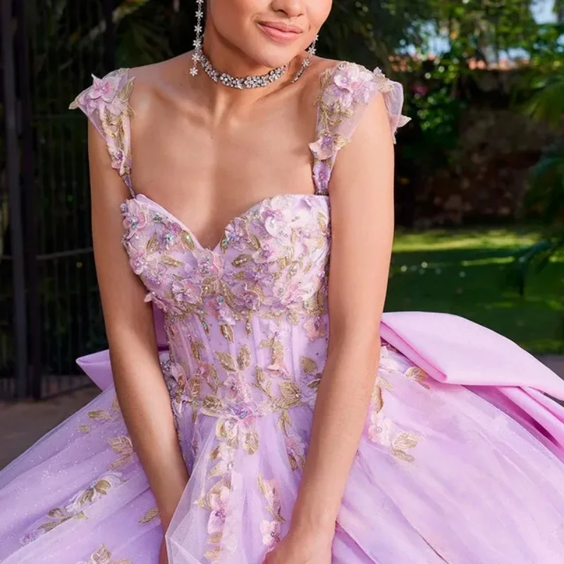 Lavender Quinceanera Dress off-shoulder Lace glitter flower decal tail Bow vestidos de 15 Quinceanera Customize
Lavender Quinceanera Dress off-shoulder Lace glitter flower decal tail Bow vestidos de 15 Quinceanera Customize