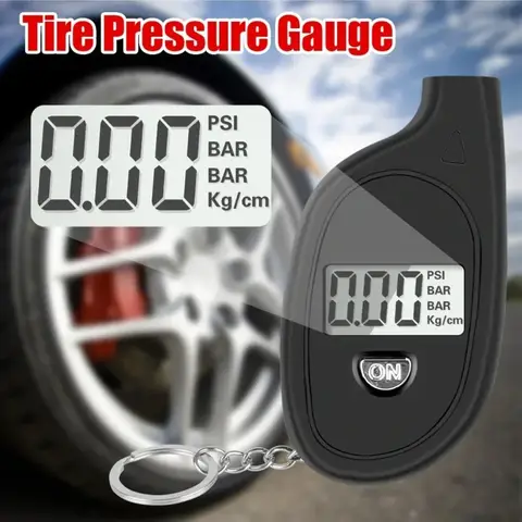 Mini Keychain Style Tire Gauge Digital LCD Display 2-150 PSI Car Tyre Air Pressure Tester Meter For Car Auto Motorcycle Tool
