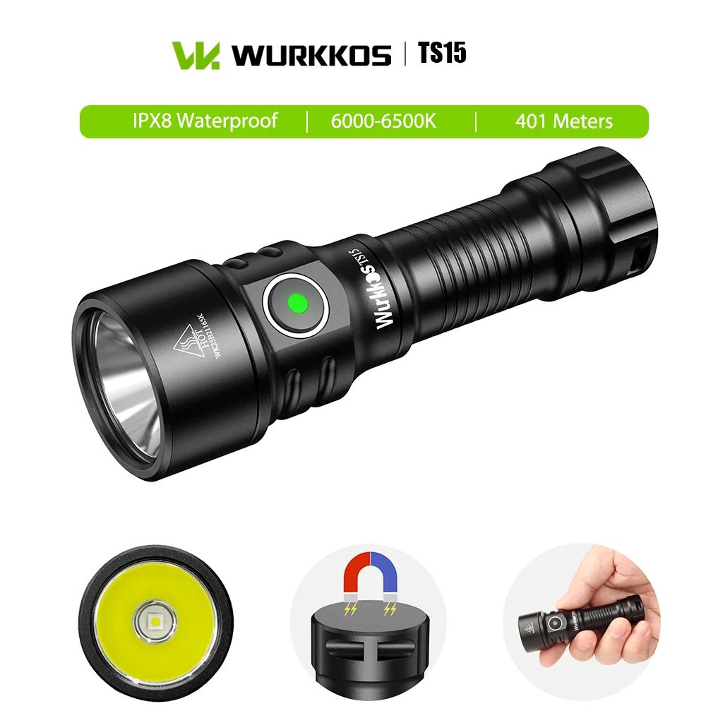 Wurkkos TS15 6000K Micro Lightweight EDC Flashlight IP68 Waterproof AA Battery Rechargeable Torch 8 Lighting Modes for Outdoors
Wurkkos TS15 6000K Micro Lightweight EDC Flashlight IP68 Waterproof AA Battery Rechargeable Torch 8 Lighting Modes for Outdoors