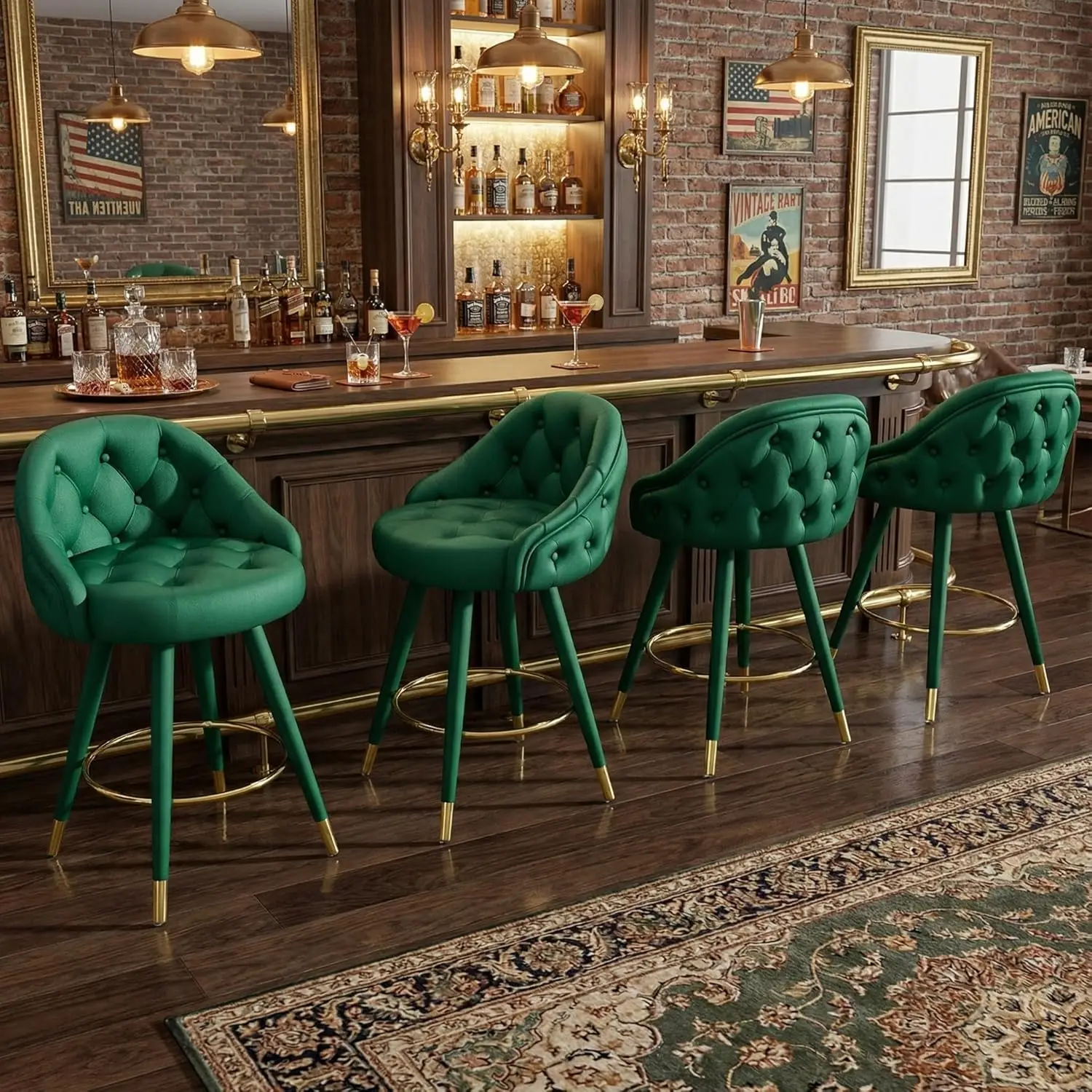 26 inch Counter Height Bar Stools Set of 4, Velvet Tufted Bar Stools with Back, Upholstered Swivel Barstools for, Customized
26 inch Counter Height Bar Stools Set of 4, Velvet Tufted Bar Stools with Back, Upholstered Swivel Barstools for, Customized