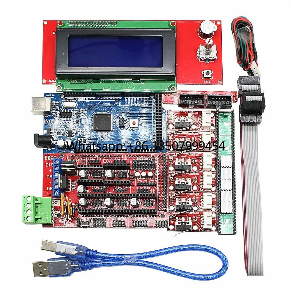 CNC 3D Printer Kit for Arduino Mega 2560 R3 RAMPS 1.4 Controller LCD 2004 + 6X Limit Switch Endstop 5 A4988 Stepper Driver 3D Pr
