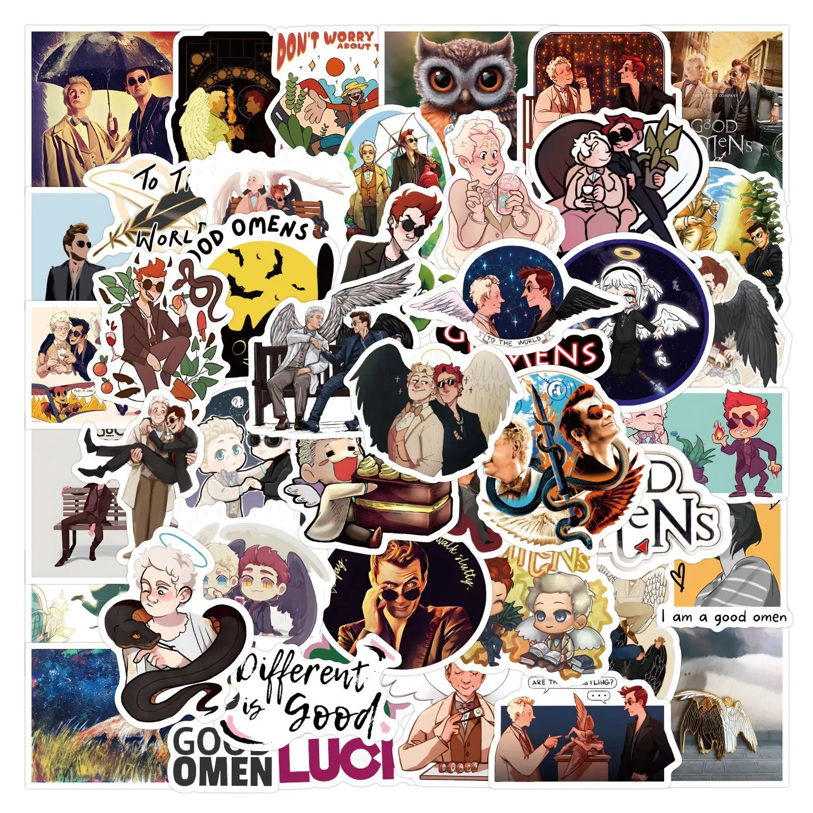 50PCS Good Omens Stickers Graffiti Stickers DIY Diary Phone Case Handmade Scrapbook Aesthetic Stickers
50PCS Good Omens Stickers Graffiti Stickers DIY Diary Phone Case Handmade Scrapbook Aesthetic Stickers
