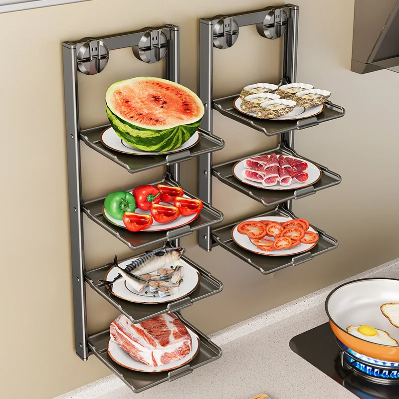 Multi-Layer Kitchen Storage Rack with Suction Cup No Drilling Foldable Wall-Mounted Prep Organization Holder for Utensils & Dish
Multi-Layer Kitchen Storage Rack with Suction Cup No Drilling Foldable Wall-Mounted Prep Organization Holder for Utensils & Dish