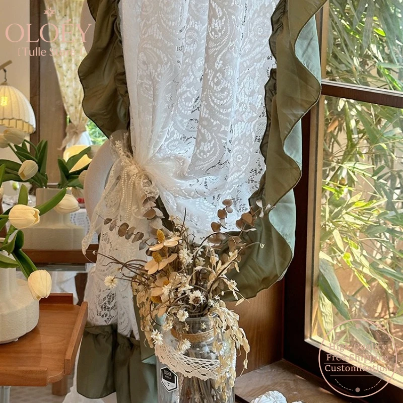 White Lace French Ruffle Curtains for Small Window Rococo Vintage Yarn Korean Style Half Door Partition Decorative Elegant Drape
White Lace French Ruffle Curtains for Small Window Rococo Vintage Yarn Korean Style Half Door Partition Decorative Elegant Drape