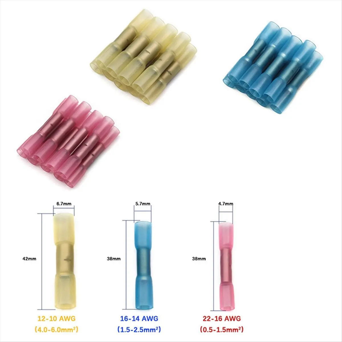friendly-100PCS Heat Shrink Connectors Insulated Waterproof Crimp Terminals Seal Butt Electrical Wire Connector 26-10 AWG A
friendly-100PCS Heat Shrink Connectors Insulated Waterproof Crimp Terminals Seal Butt Electrical Wire Connector 26-10 AWG A
