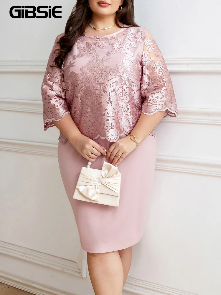 GIBSIE Plus Size Embroidered 2 In 1 O-Neck 3/4 Sleeve Dress Women Summer 2026 Elegant Office Ladies Party Bodycon Midi Dresses
GIBSIE Plus Size Embroidered 2 In 1 O-Neck 3/4 Sleeve Dress Women Summer 2026 Elegant Office Ladies Party Bodycon Midi Dresses