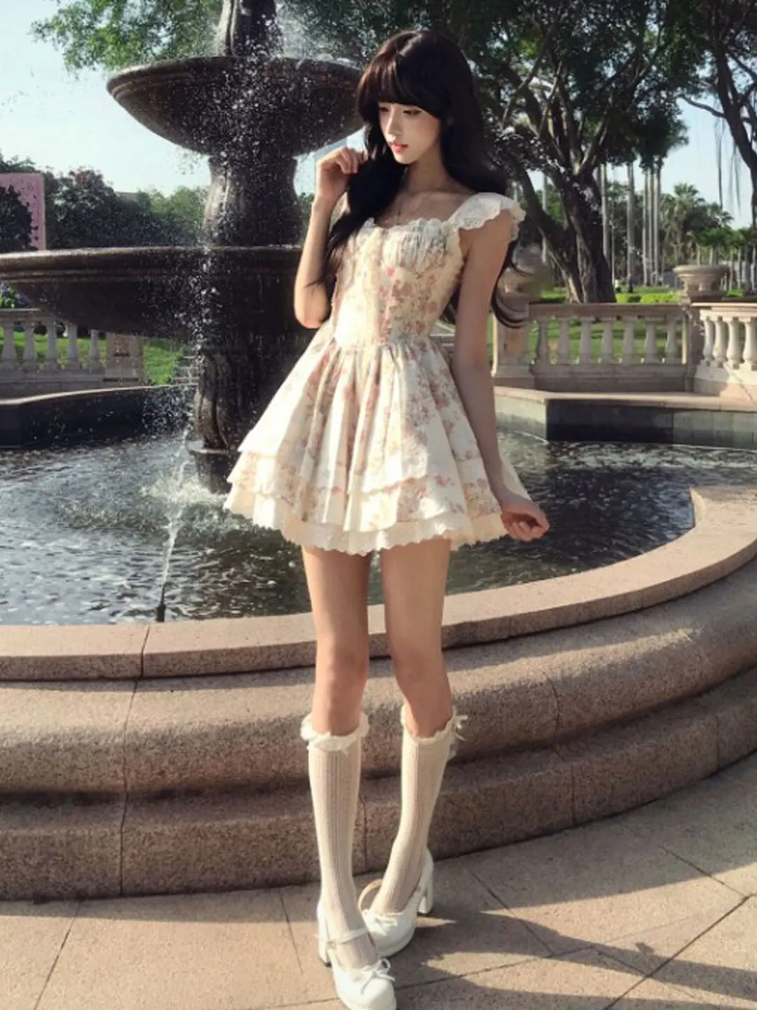 Sweet Floral Print Puffy Sleeve Short Dress Women's Cotton Summer Dress Gathered Waist Gentle Style Baking Cake Skirt
Sweet Floral Print Puffy Sleeve Short Dress Women's Cotton Summer Dress Gathered Waist Gentle Style Baking Cake Skirt