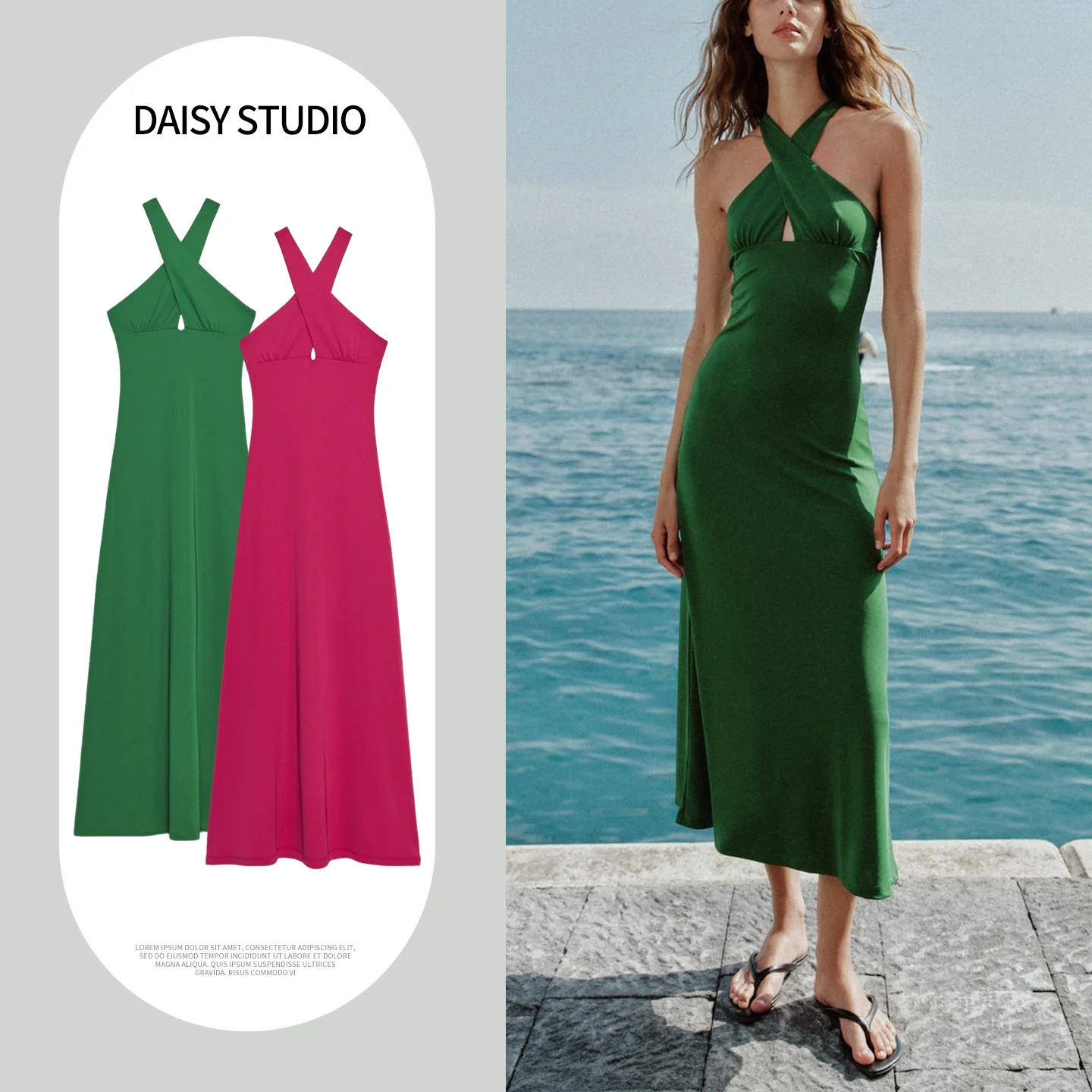 Summer New Women's Vacation Style Sleeveless V-Neck A-Line Dress Double Closure Pendancy Double Front Closure Dress
Summer New Women's Vacation Style Sleeveless V-Neck A-Line Dress Double Closure Pendancy Double Front Closure Dress
