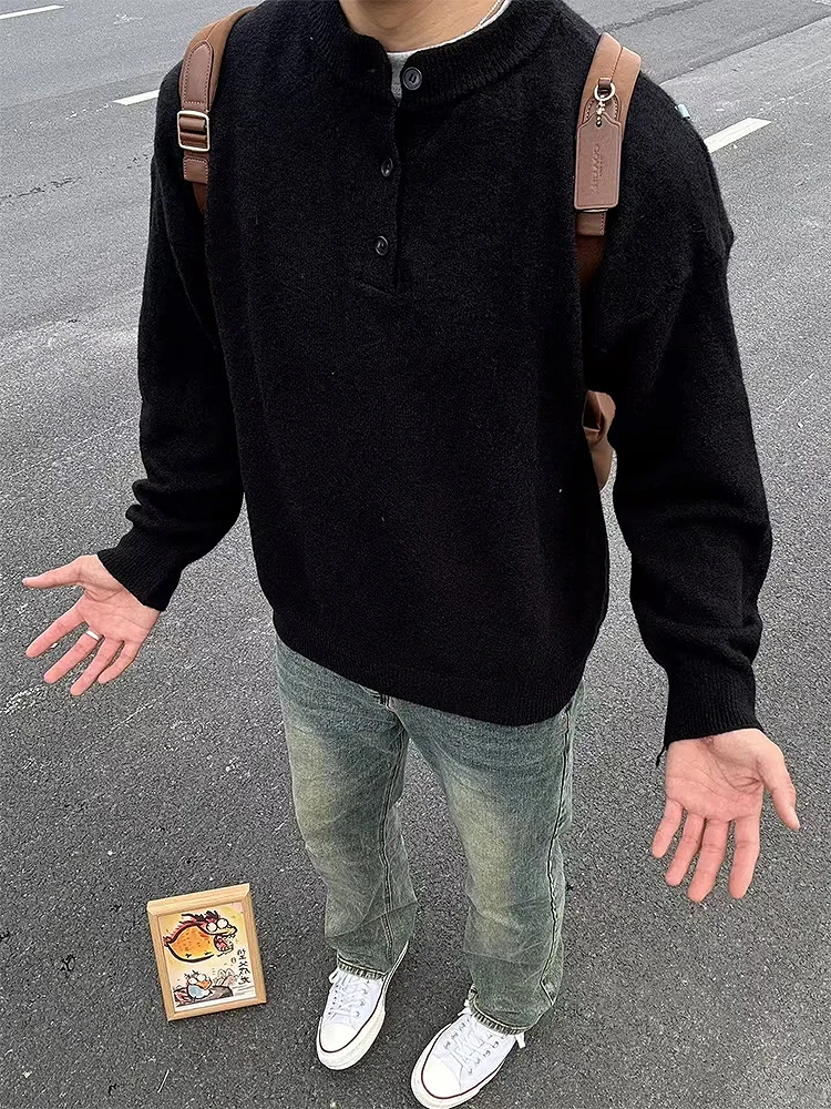 Мужской трикотажный свитер Bla Henry Collar: стильный, удобный, свободный крой, для осени и зимы, повседневная одежда.
Мужской трикотажный свитер Bla Henry Collar: стильный, удобный, свободный крой, для осени и зимы, повседневная одежда.