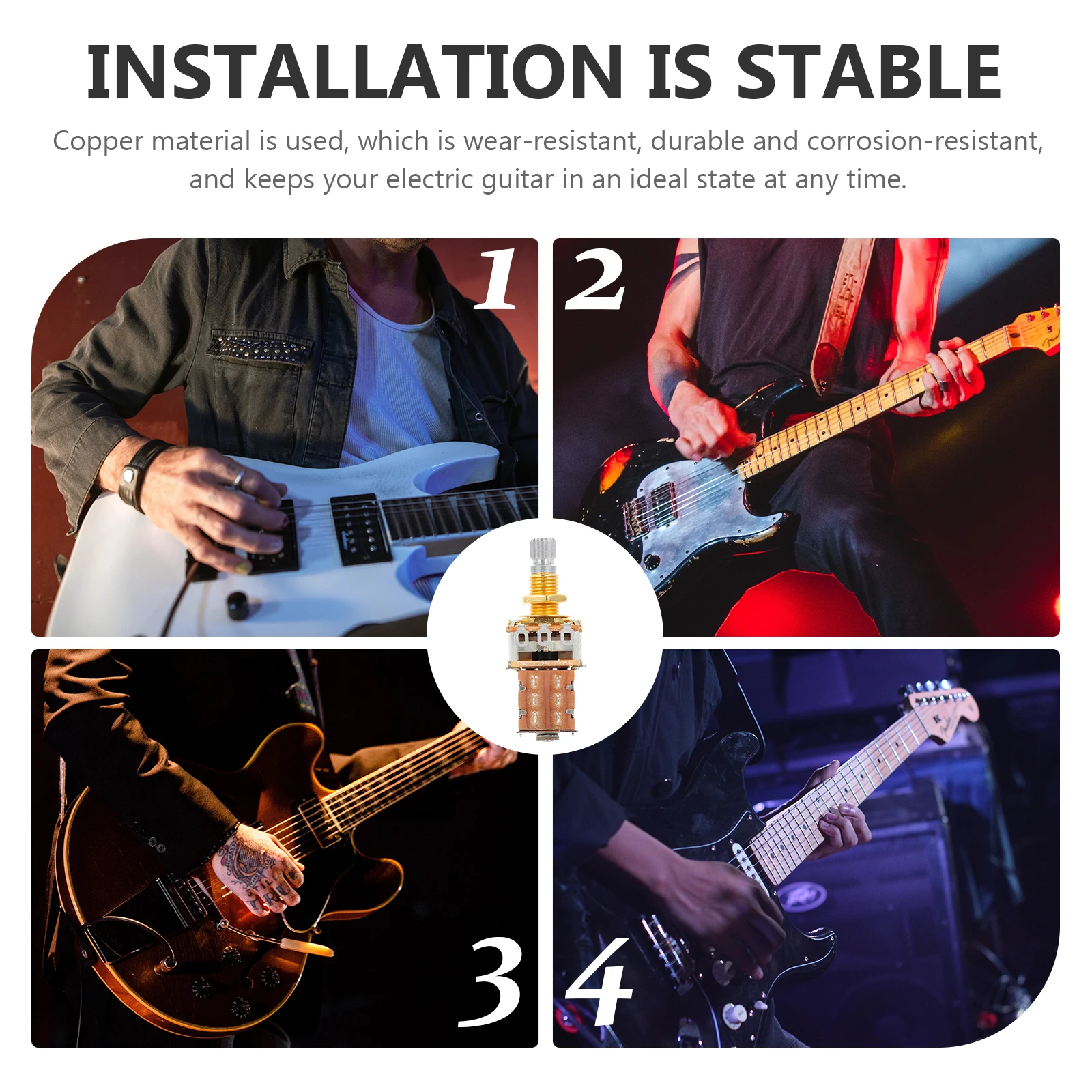 4Sets Electric Guitar Potentiometer Switch Copper Metal Wear-Resistant Parts Guitar Modification Musical Instrument 
4Sets Electric Guitar Potentiometer Switch Copper Metal Wear-Resistant Parts Guitar Modification Musical Instrument