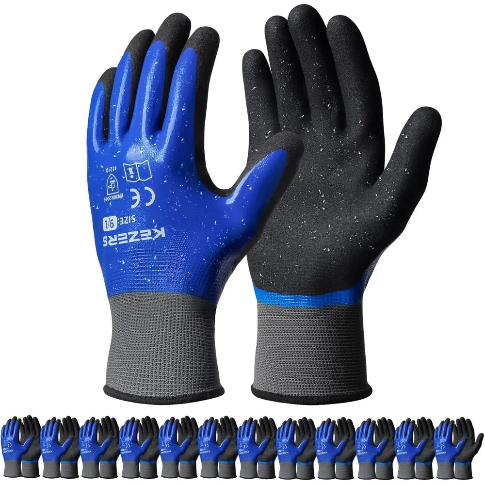 KEZERS Waterproo Work Gloves,12 Pairs Nitrile Coated Gloves or Men & Women,Non-slip Working Gloves or Garden Outdoor
KEZERS Waterproo Work Gloves,12 Pairs Nitrile Coated Gloves or Men & Women,Non-slip Working Gloves or Garden Outdoor