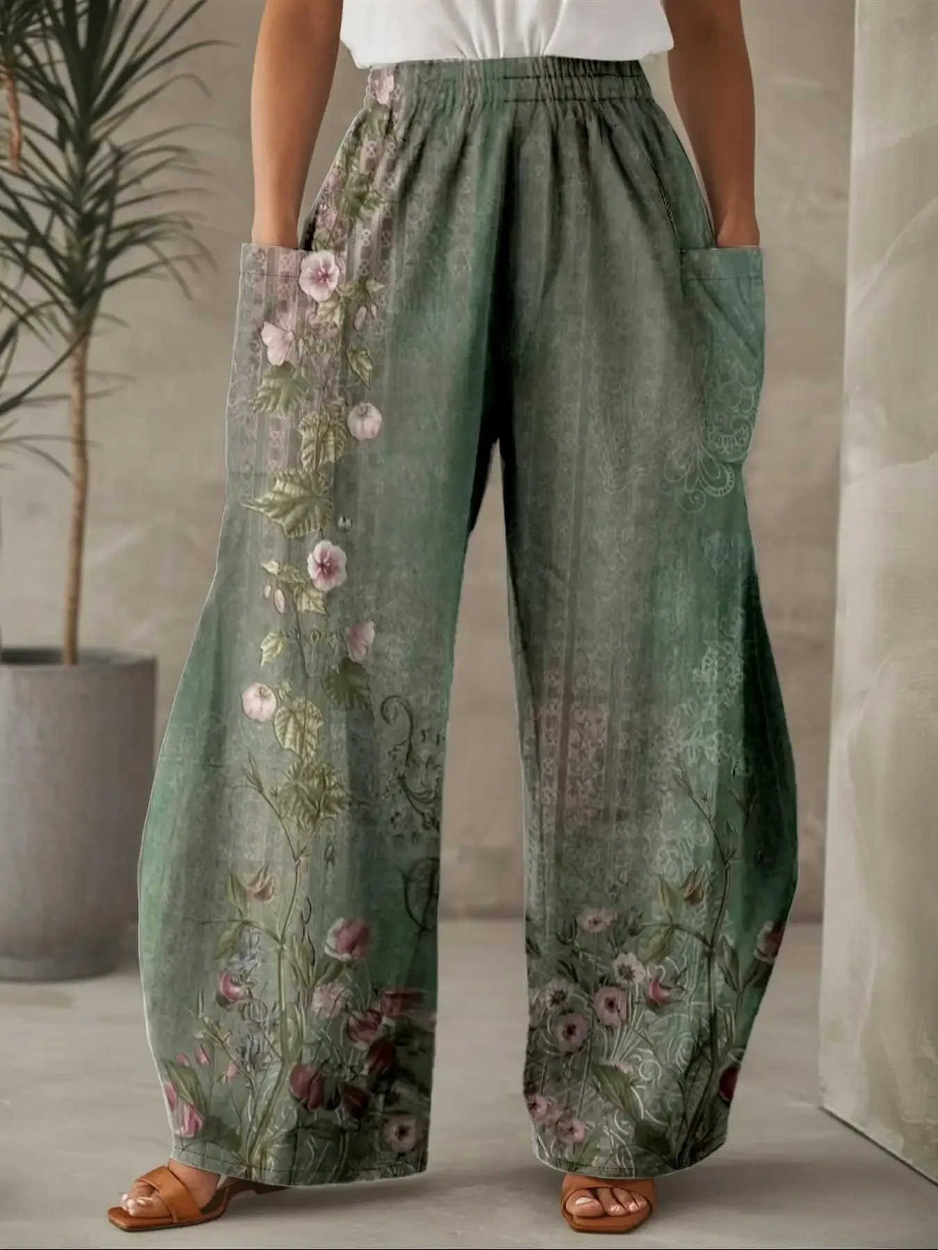 Plus Size 1XL-5XL Women Fashion Floral Printed Pleated Wide Leg High Waisted Pants Female Casual Pocket Loose Long Trousers
Plus Size 1XL-5XL Women Fashion Floral Printed Pleated Wide Leg High Waisted Pants Female Casual Pocket Loose Long Trousers